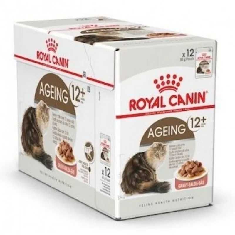 Royal Canin Ageing 12+, hrană umedă pisici senior, (în sos), 85g x 12