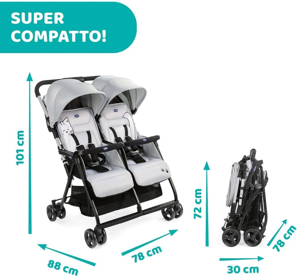 Egizaklar uchun kolyaska Chicco Oh la la twin