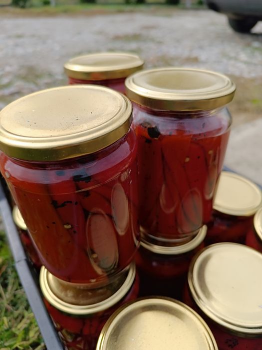 Печени, червени чушки Само със сол