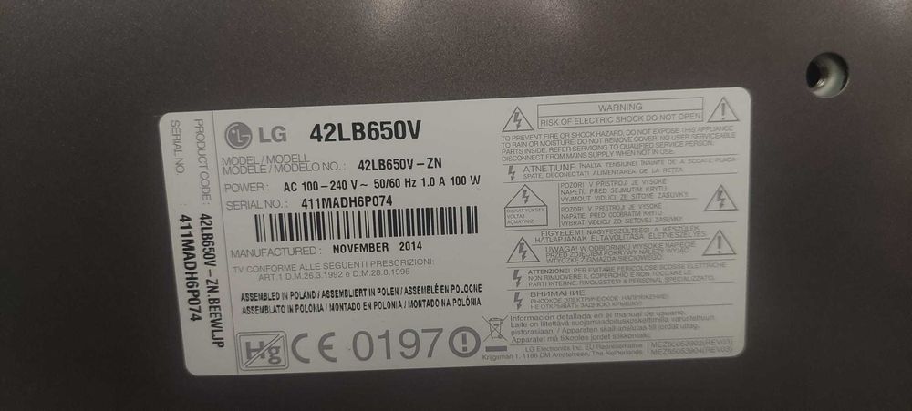 TV LG 42LB650V CINEMA 3D Smart TV cu webOS