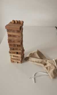 Joc cuburi lemn tip Jenga cu numere