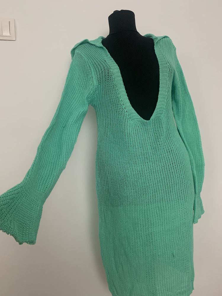 Rochie de plaja verde tricot