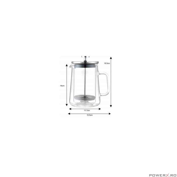 Infuzor pentru cafea, ceai, din sticla, 600 ml, Klausberg