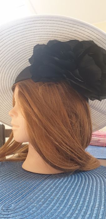 Palarie pentru nuntă alb cu negru