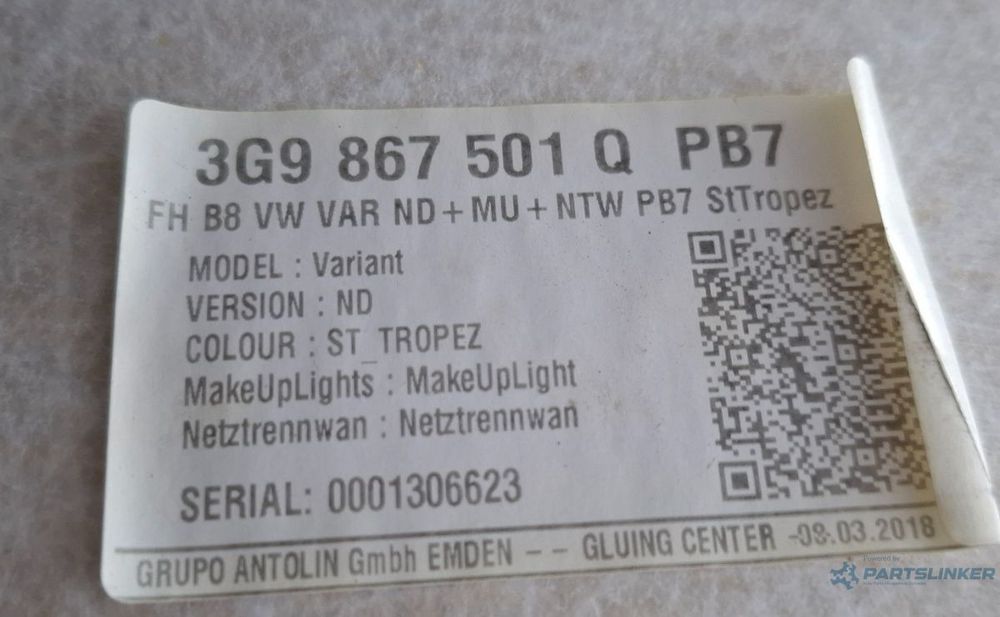 Capitonaj plafon VOLKSWAGEN PASSAT Variant 3G5 2014 - > TDI CRLB, DBGA, DFGA 3G9867501Q