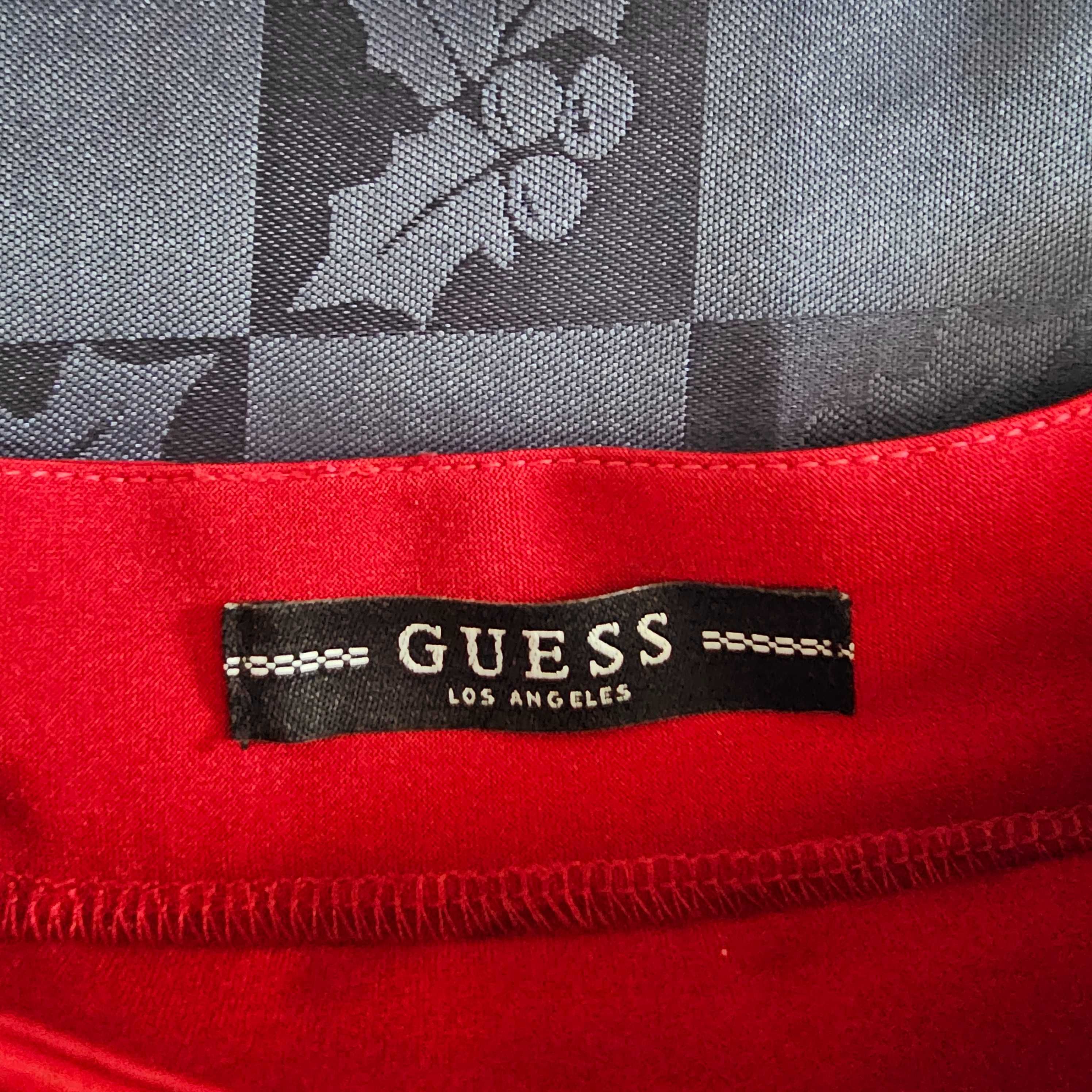 Червена лачена дълга плисирана пола "Guess" лъскава солей М-L размер