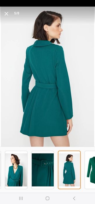 Rochie țesută cu curea verde