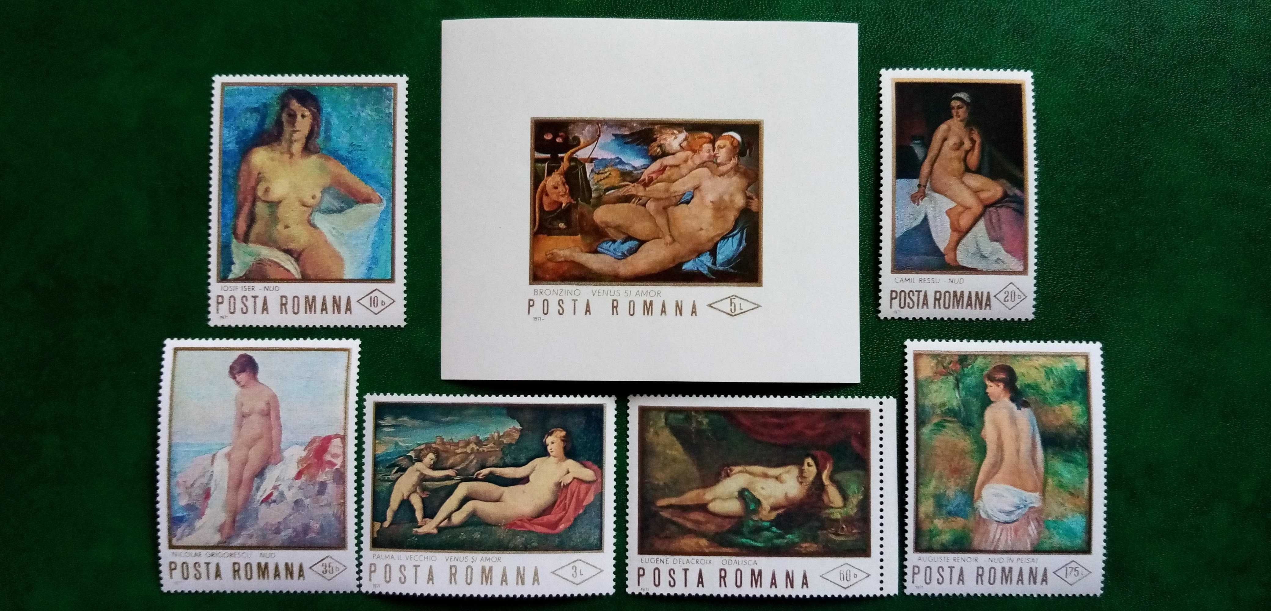 Timbre Romania 1971 LP 768 + 769 pictura nud, nestampilate