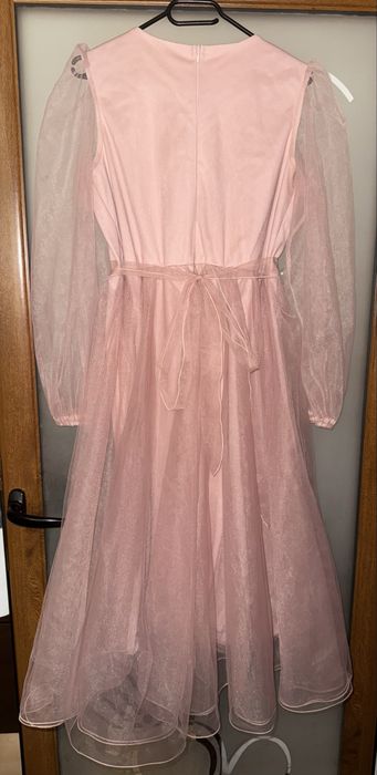 Rochie midi de ocazie, roz prafuit, 3XL(46)