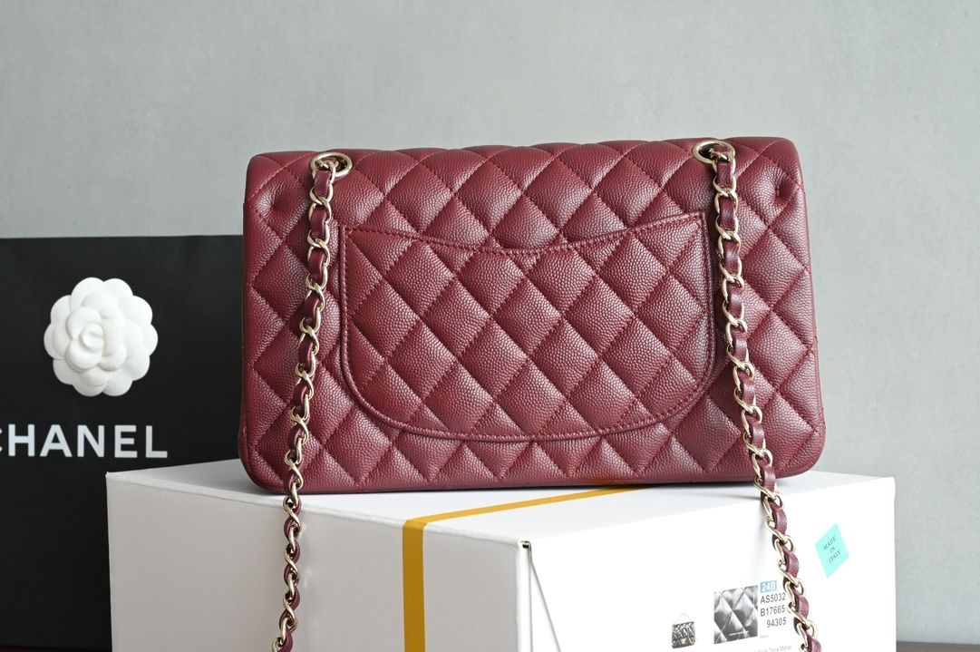 Geanta Chanel classic 25cm, red wine, tip Premium