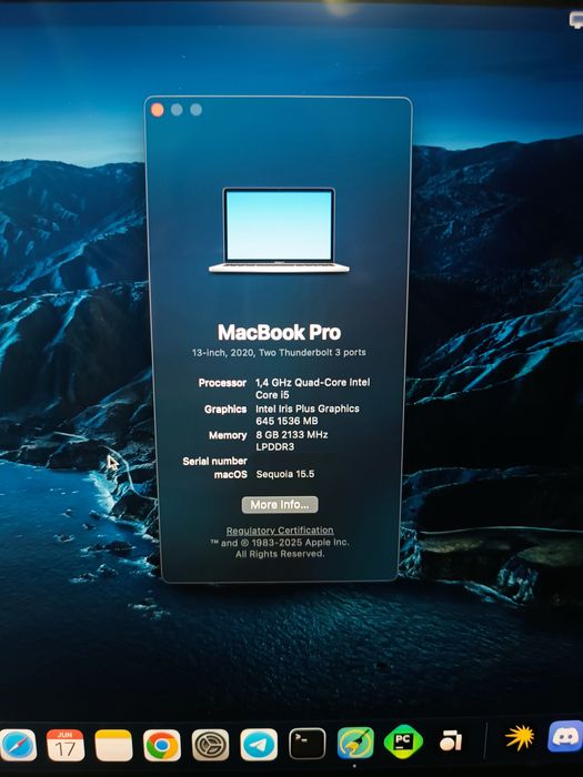 MacBook Pro 13" (2020) / 256/8, Intel Chip