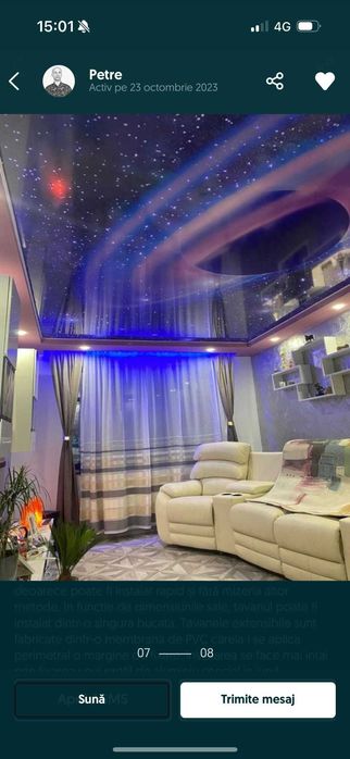 Tavan cer instelat din fibra optica