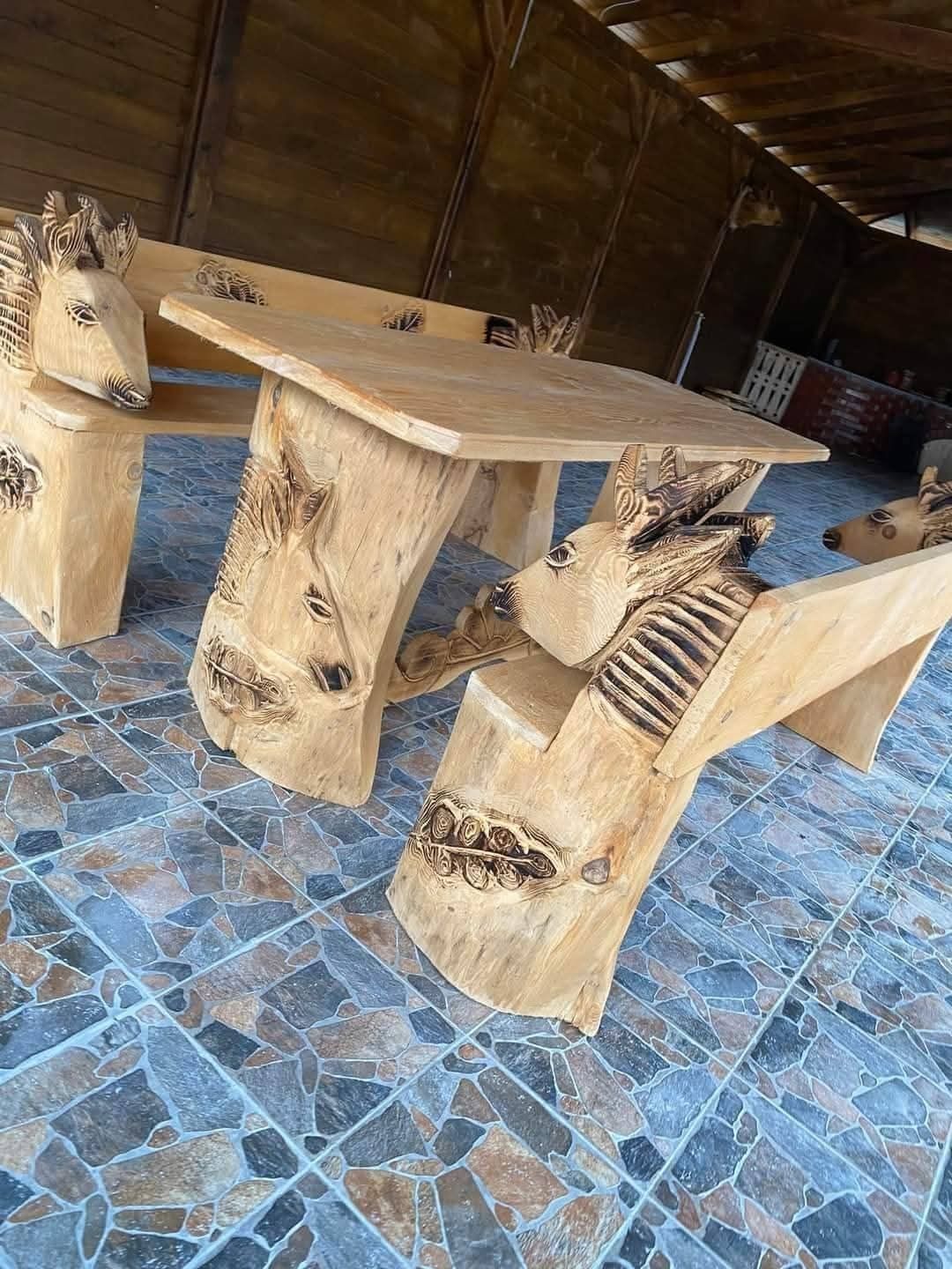 Masa, banca din lemn masiv - Unicat - Mobilier gradina