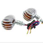 Semnalizari moto crom full metal cu grilaj chopper bobber cruiser etc