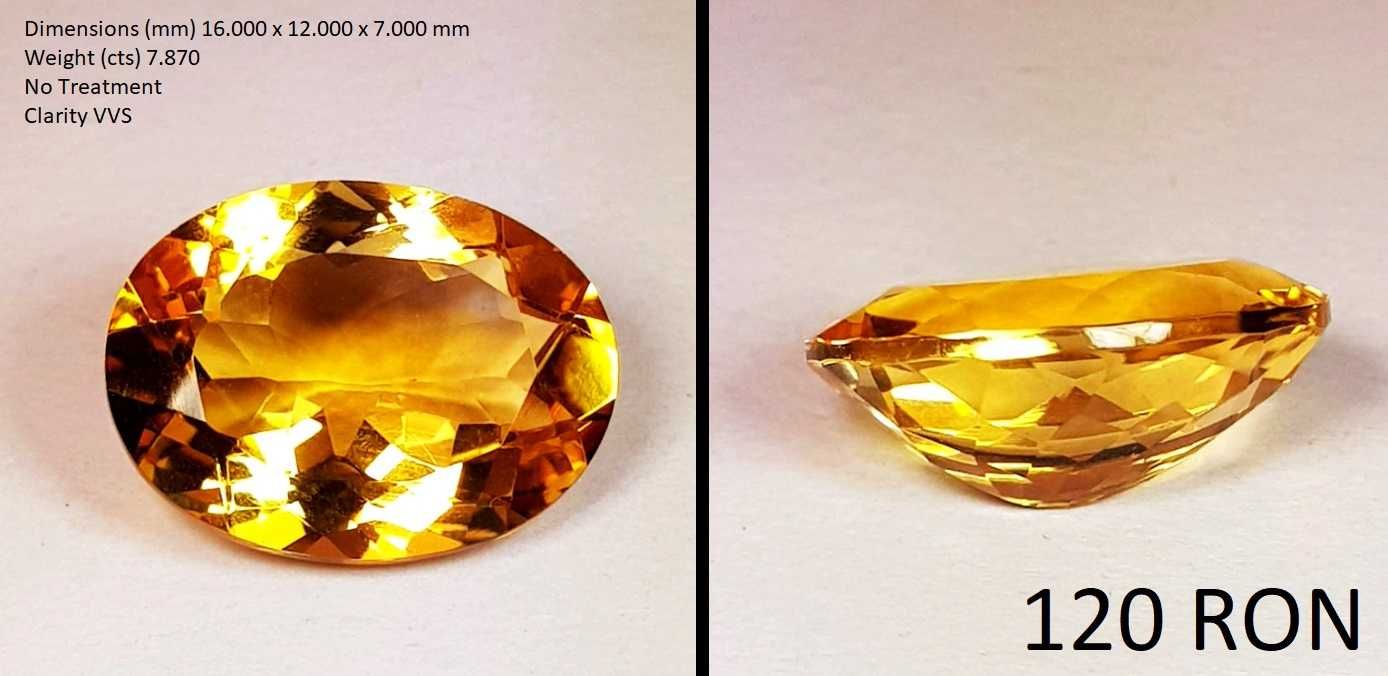 Citrina naturala 5 - 8 ct Origine : Madeira   aur argint diamant 18k