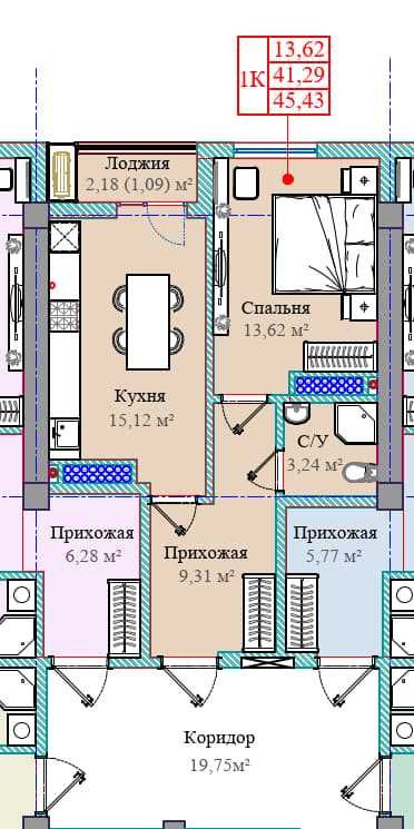 Новостройка 1/5/16 - 42,38м²!  в готовом доме на Паркентской/Шастри!