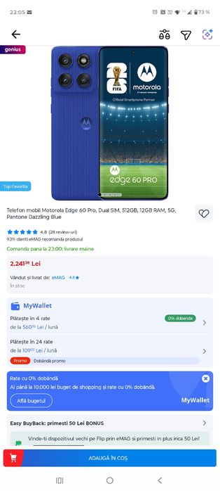 Motorola Edge 60 Pro, Dual SIM, 512GB, 12GB RAM, 5G, Garantie