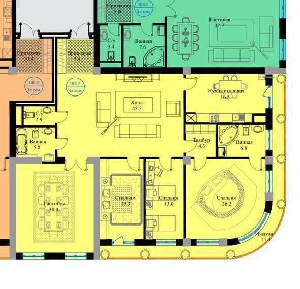 Продается 183м² ЖК Barocco 5/3/10 на Новомосковская