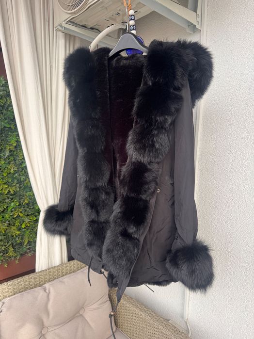 Parka cu blana naturala detașabilă