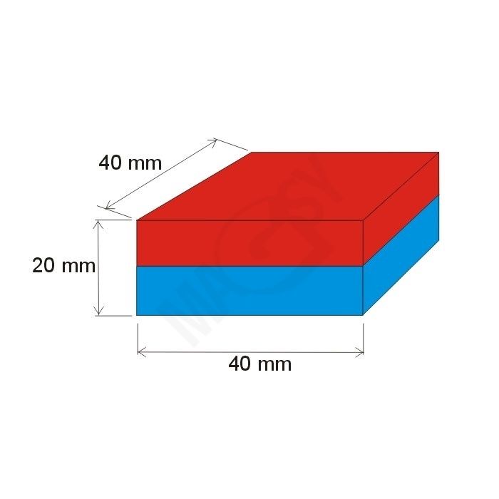 40/40/20мм Неодимови магнити, МАГНИТ неодимов N52, Neodymium magnet