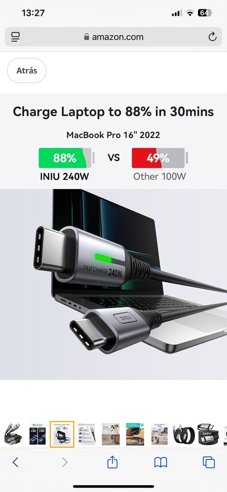 Cablu fast charger Usb c 240 watt 40 gb/s