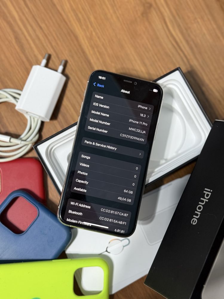 Iphone 11 Pro Silver 64GB 100% Battery