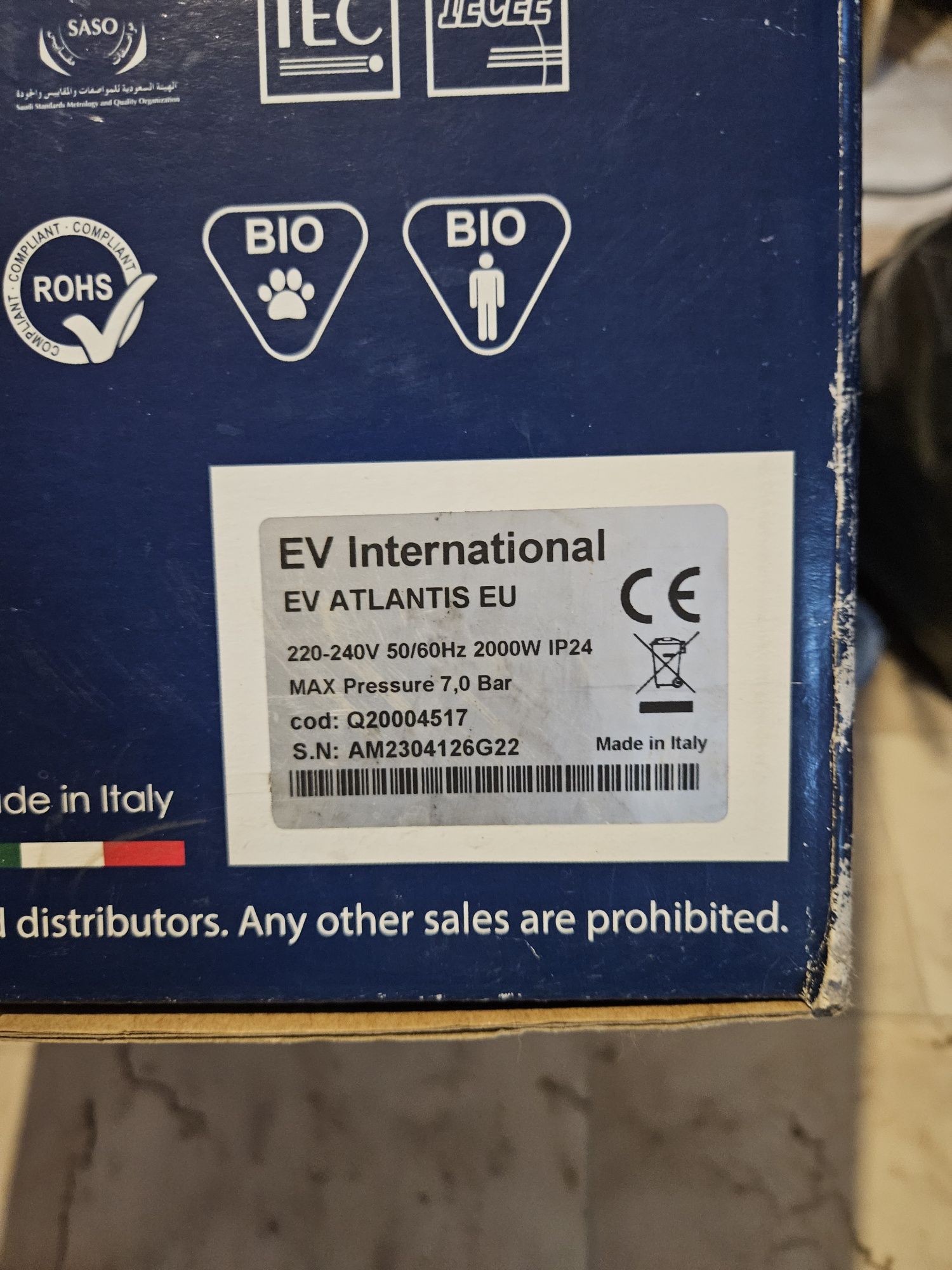 EV Atlantis Италианска професионална парочистачка