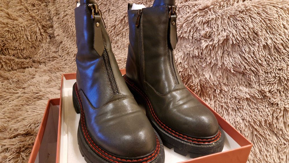 Ghete Formazione,  piele naturală, verde, 39.5
