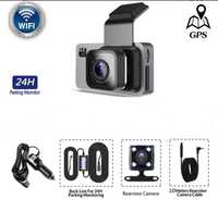 Camera auto full HD, dual camera cu cablu 10m + GPS+ wifi+ parcare 24h