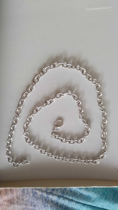 Мъжки, сребърен ланец / гривна/ комплект.  В кутия за подарък.