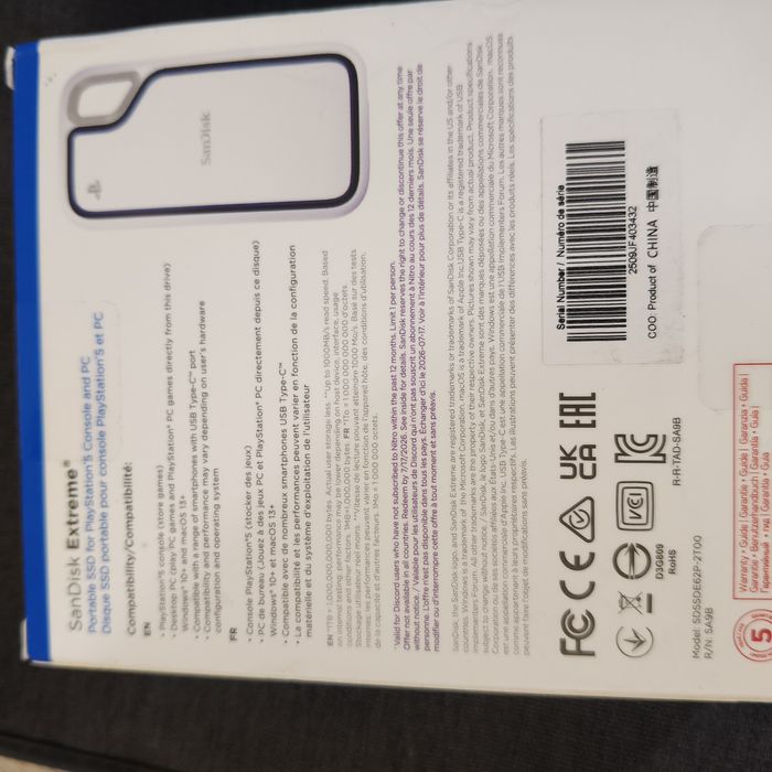 Ssd extern 2 tb sandisk playstation edition nou sigilat