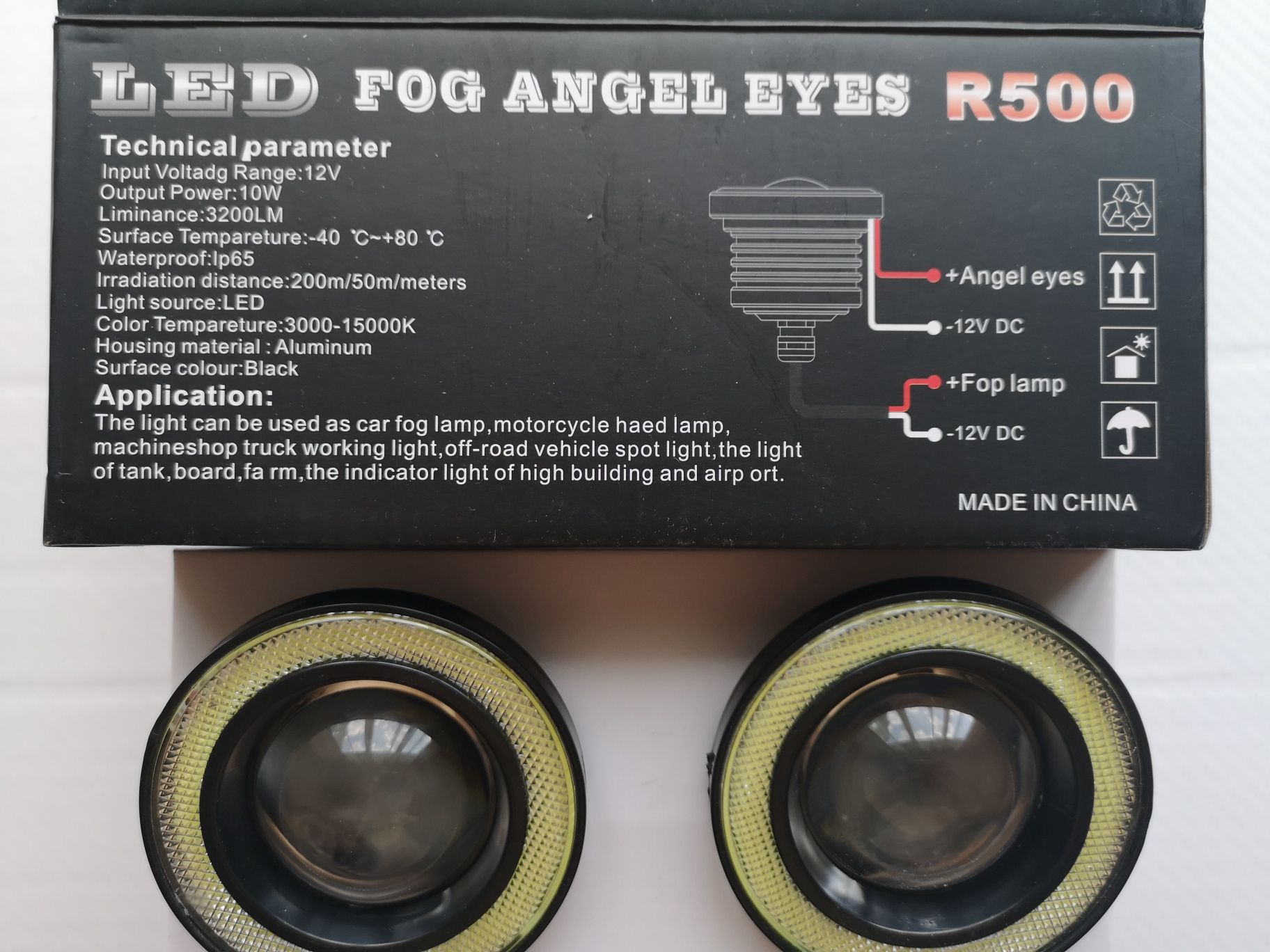Set 2 proiectoare LED cu lupa si Angel Eyes (merg și pe Logan)