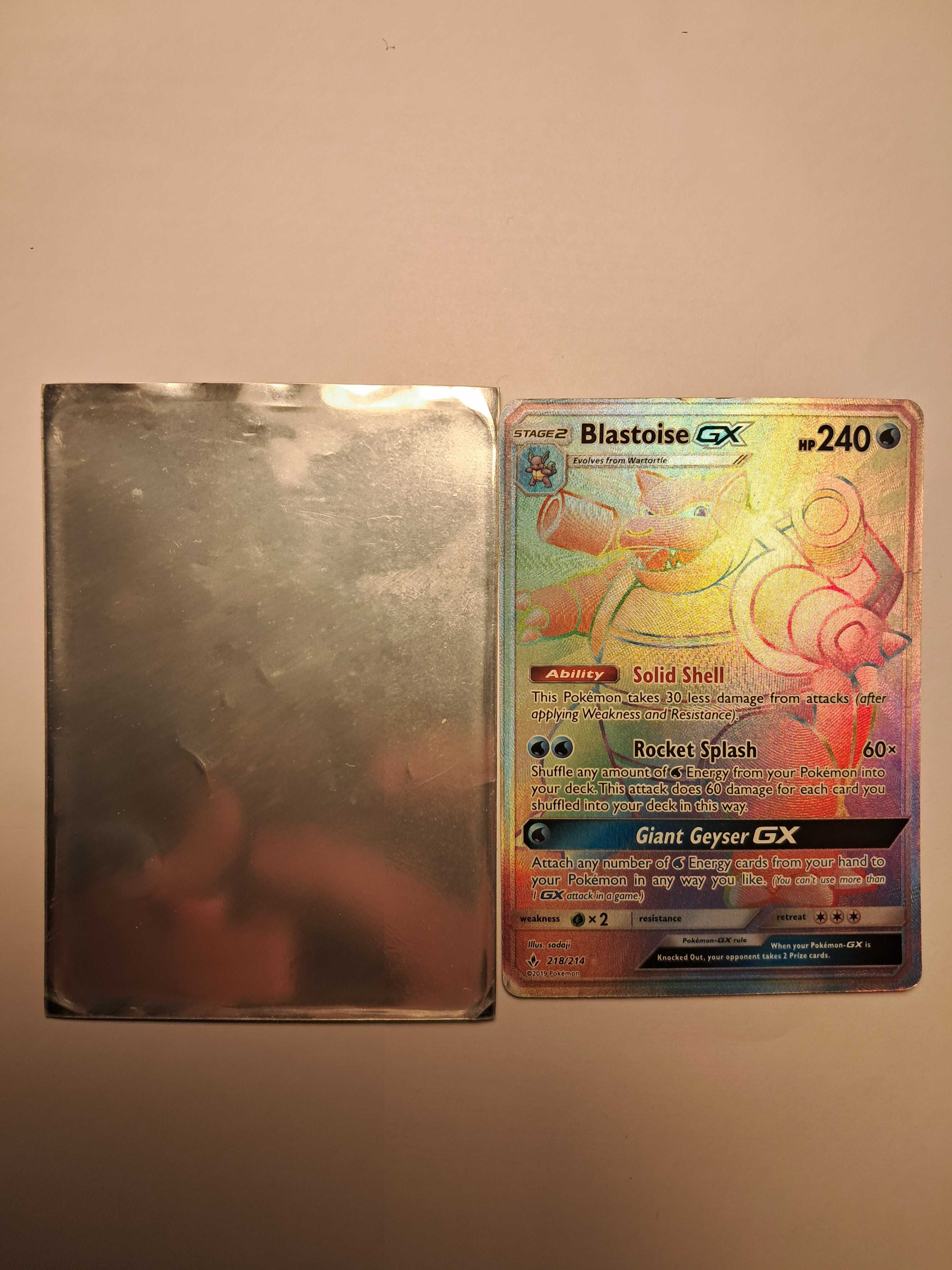 Pokemon карта Blastoise gx rainbow  произход от Хавай + силиконов кейс