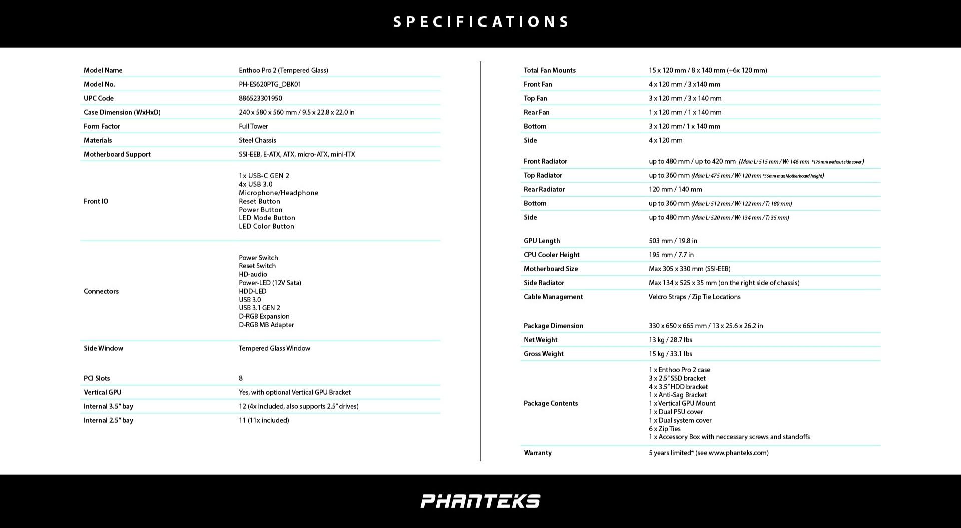 Phanteks ENTHOO PRO 2 корпус кейс