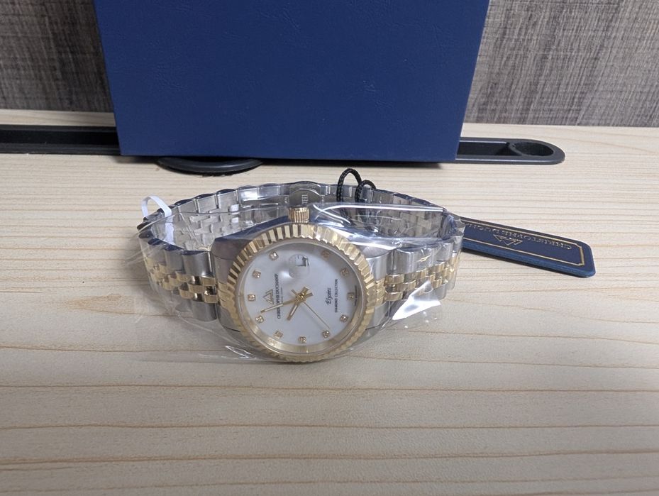 Christophe Duchamp ceas Sunray Mother of Pearl 11 Diamante Gold/Silver