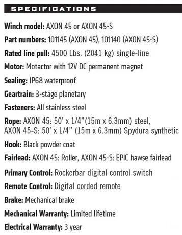 Troliu ATV Warn Axon 45 model nou 2041 kg cablu metalic