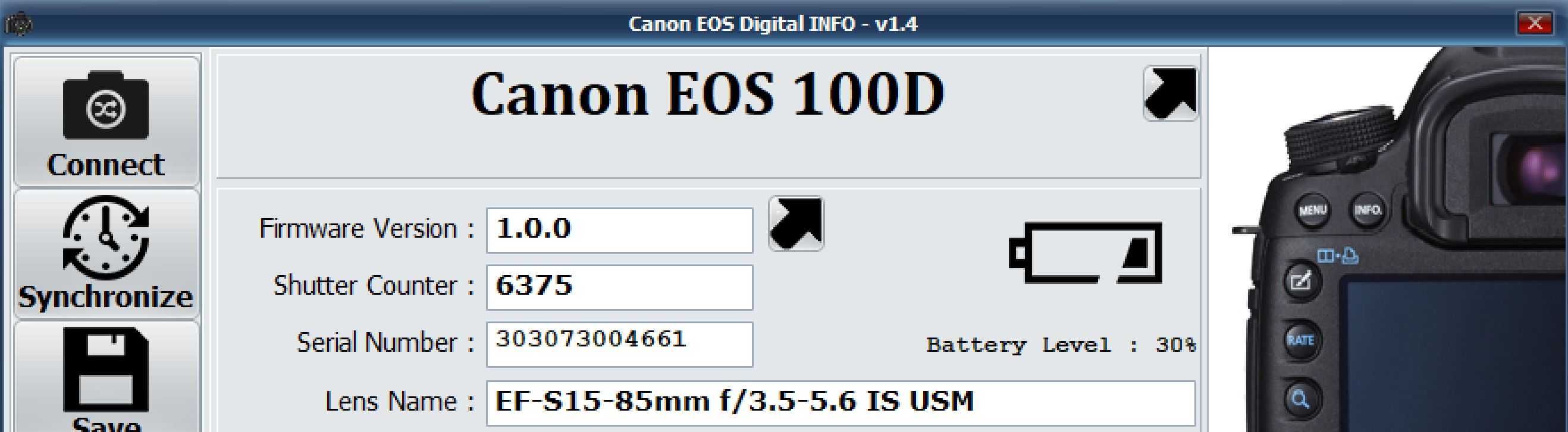 Canon 100D body cu putine cadre