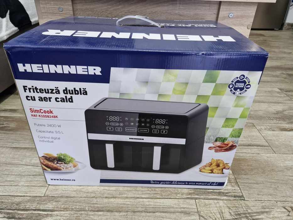 Friteuza dubla cu aer cald Heinner SimCook HAF-K10DB24BK, 2400W