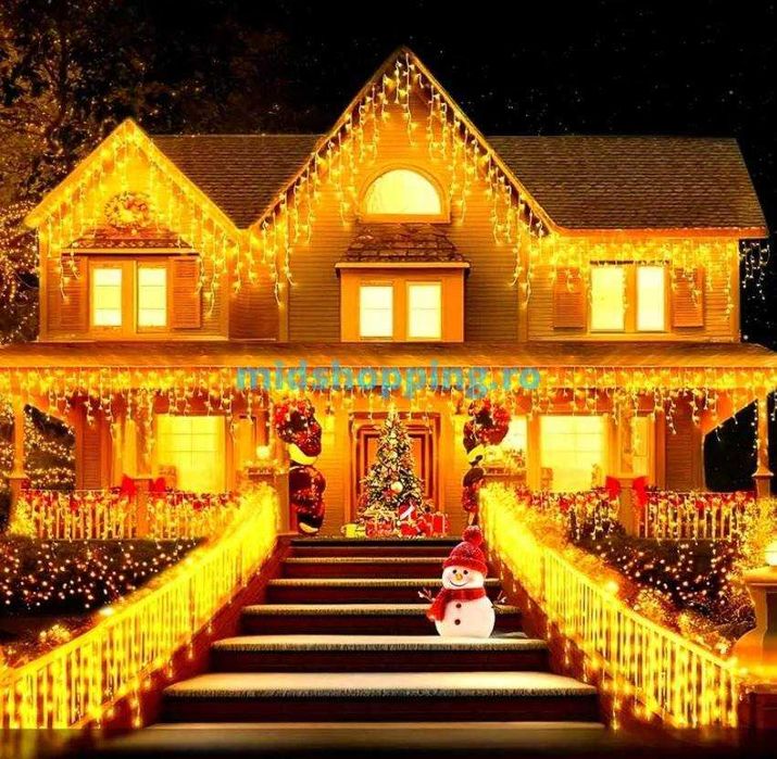 Instalatii 15m turturi flash perdea franjurata multicolor alb albastru