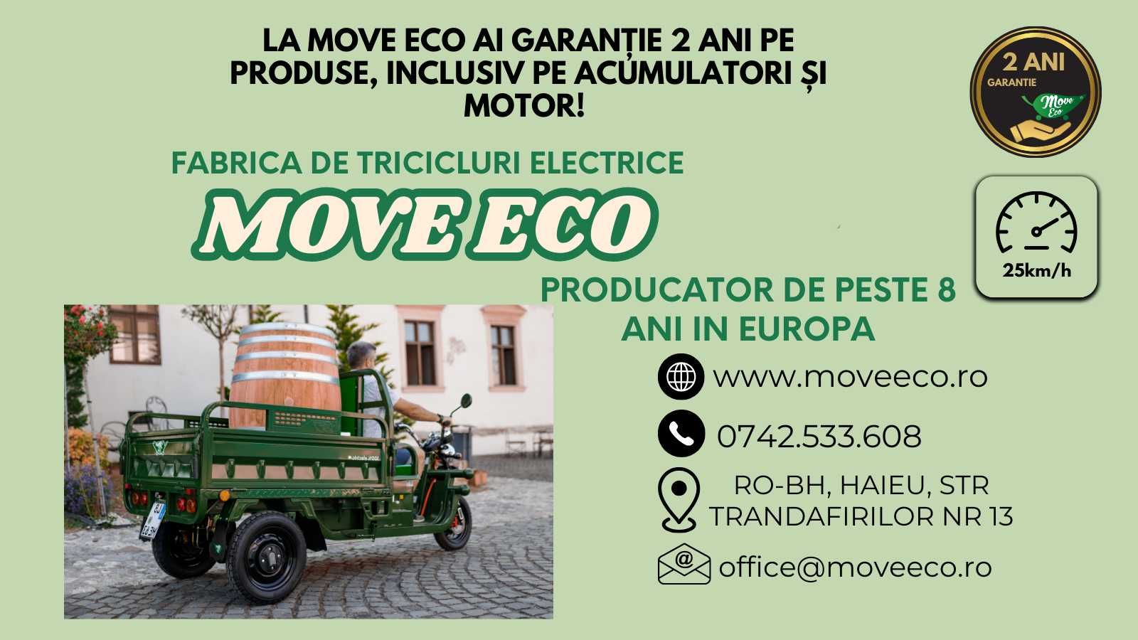 Triciclu electric omologat limitat 25 km/h MoveEco - FARA PERMIS