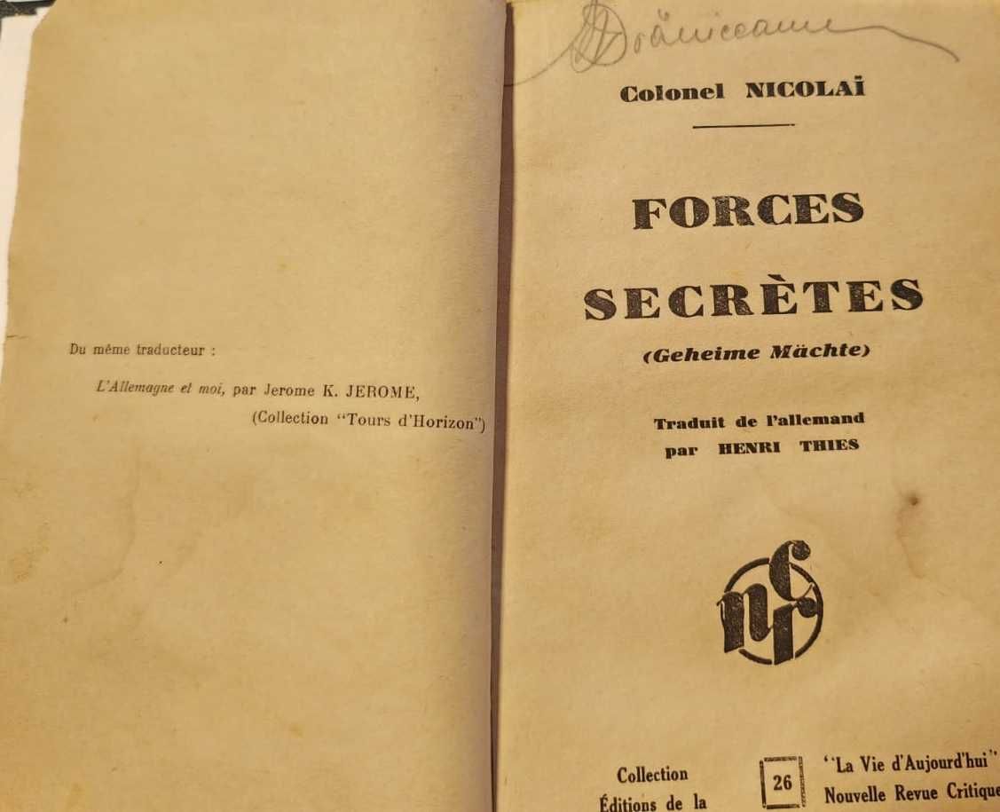Carte document Colonel Nicolai - Forces Secretes (Geheime Machte) 1932