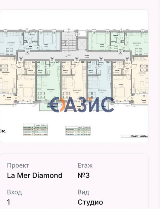Студио, 3Т., "Ла Мер диамант", Свети Влас, България, 41 кв. м., цена