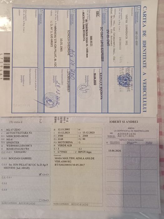 Vând Mercedes-Benz Sprinter, an fabricație 2003, motor 2.2 CDI – 109cp