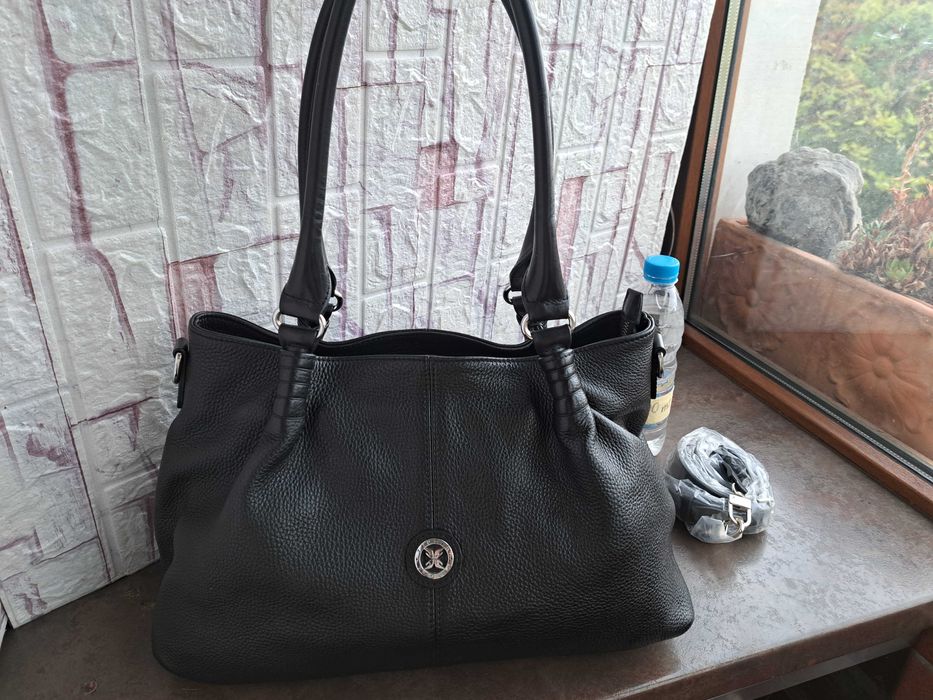 дамска чанта,Tergan,черна-естествена кожа