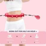 Розов утежнен обръч (Hula Hoop) за отслабване – 24 части, регулируем