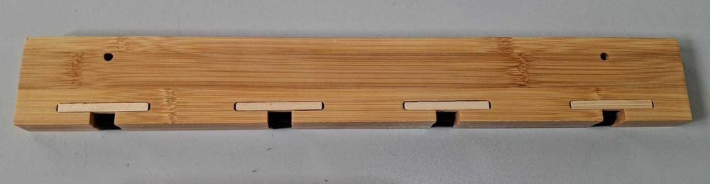 Cuier perete, bambus, 40 cm, 4 carlige, natur