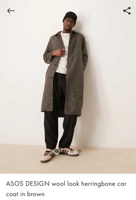 Мъжко есенно-зимно дълго палто, кафяво,вълна + хастар НОВО - XL размер