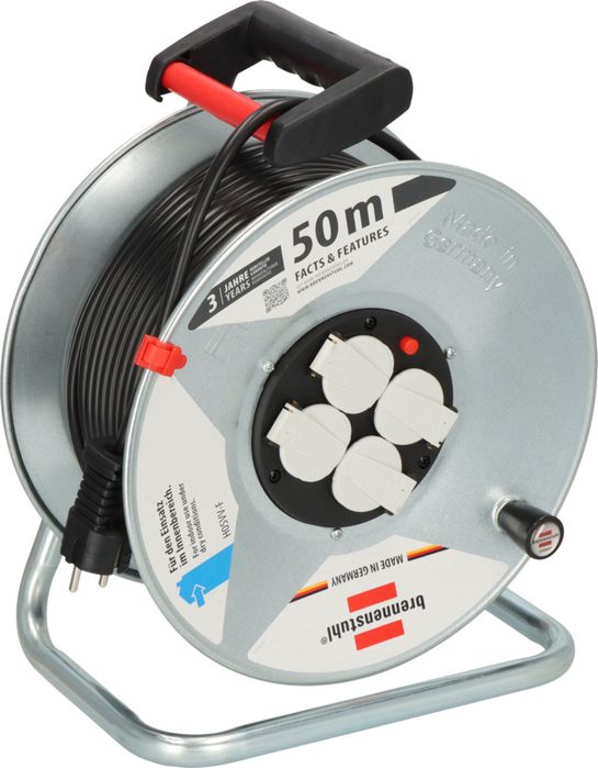 KraftRoyal Макара за кабел 3х2.5 мм, поцинкована стомана, 4 гнезда