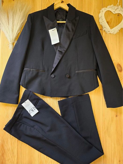 ZARA нов лимитиран черен костюм с вълна