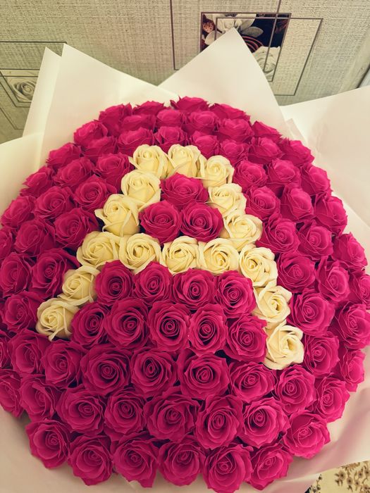 Мылные розы 101штук с буквой А